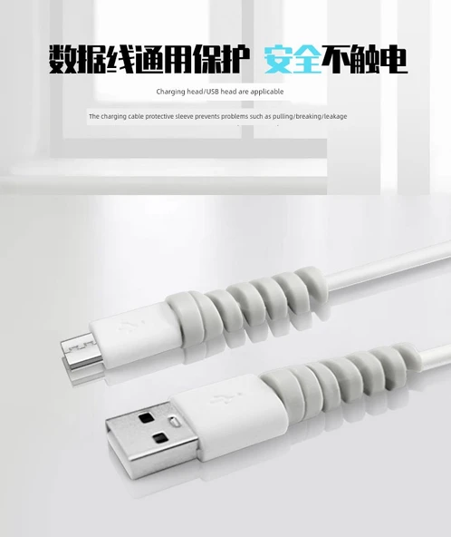 Spiral USB Kablo Koruyucu Kılıf - Mavi - 30 Adet - 9