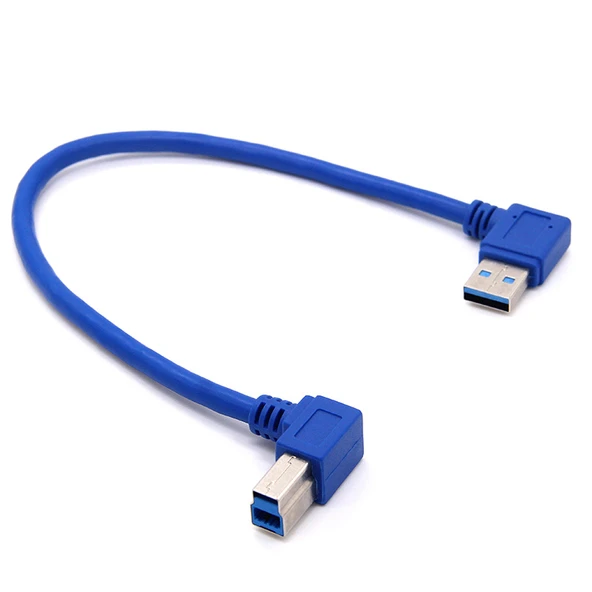USB 3.0 Yazıcı Veri Kablosu - 0.25m - A Erkek Sol Dönüş B Erkek Sol Dönüş - 6