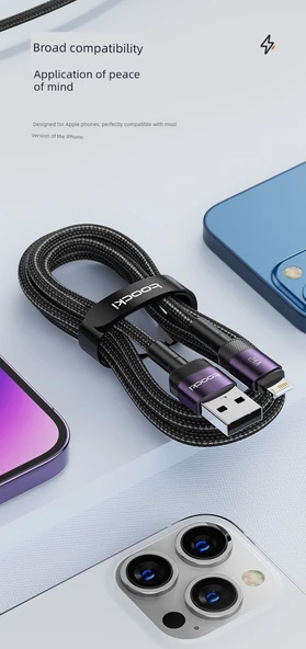 Hızlı Şarj Kablosu - 1m - Siyah - iPhone 6-14 USB - 8
