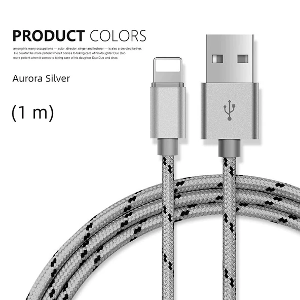 iPhone Lightning Veri Kablosu - Titanyum Boş Kül - 1m - Tek Paket