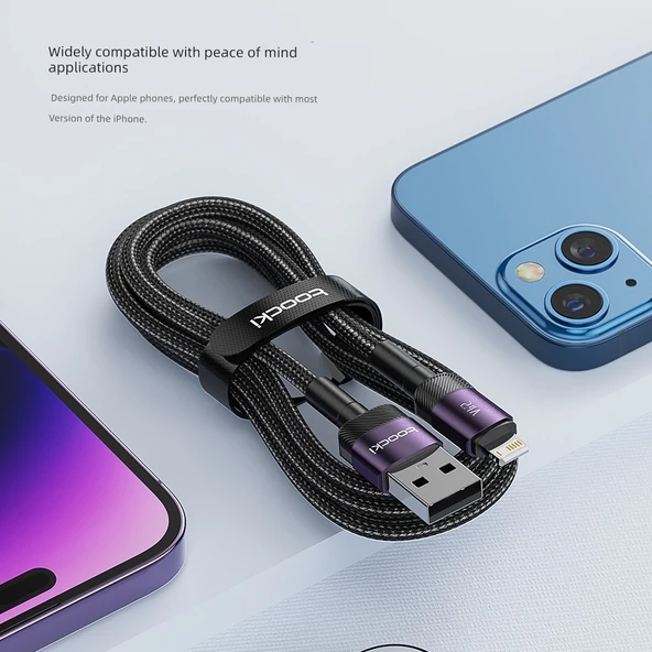 Hızlı Şarj Kablosu - 1m - Siyah - iPhone 6-14 USB - 3