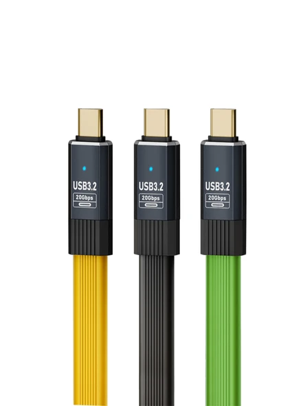 USB 3.2 Type-C Veri Kablosu - 100W - 20Gbps - 8K Video - 0.8M Yeşil - 4