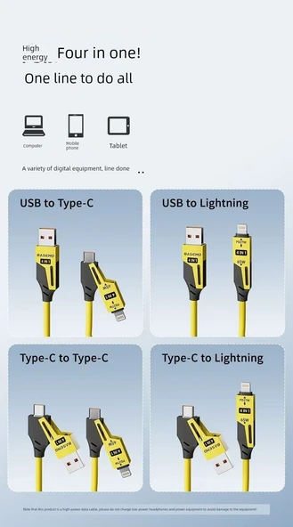 100W Telekopik Yay Veri Kablosu - 1.2m Mor (USB Apple) - 6
