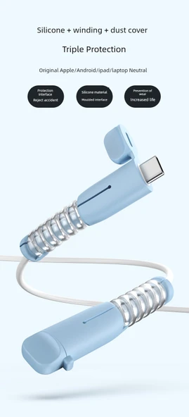 USB Kablo Koruyucu Kılıf - Çift Tip-C Dumanlı Mor - 13. Nesil - 11