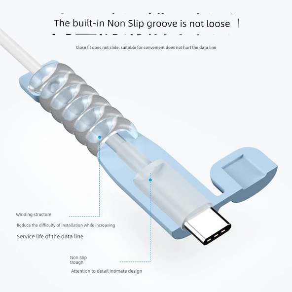 USB Kablo Koruyucu Kılıf - Çift Tip-C Gri - 13. Nesil - 5