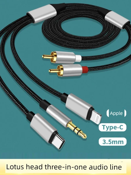 Üçü Bir Arada RCA'dan 3.5mm Ses Kablosu - 5m - 2