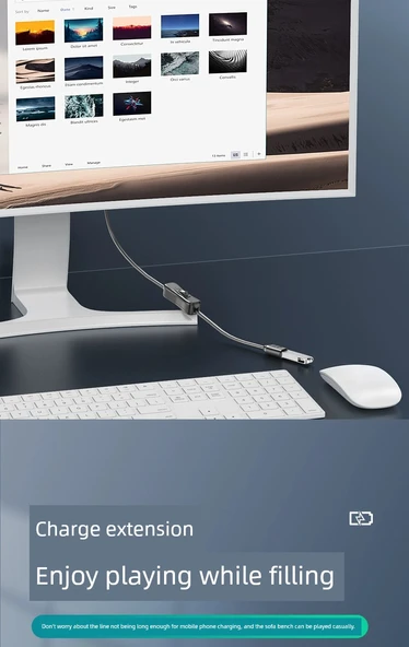 USB Uzatma Kablosu - 2m - Aşağı (Veri + Güç) - 12