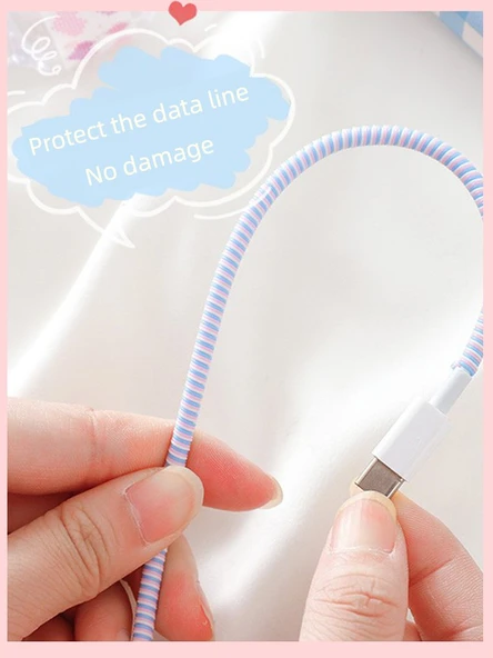 1.4M USB Kablo Koruyucu Kılıf - Saf Beyaz - 3