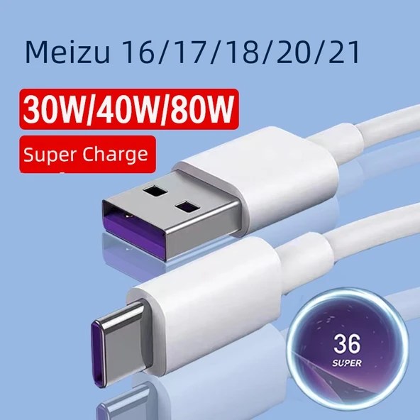 Meizu Hızlı Şarj USB-C Kablo - Mor - 1.5M + 2M