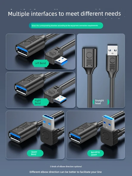 USB Uzatma Kablosu - 0.3m - Aşağı (Veri + Güç) - 2