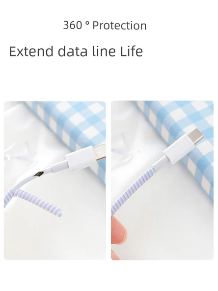 1.4M USB Kablo Koruyucu Kılıf - Saf Beyaz - 2