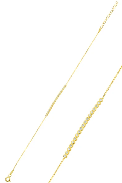 Gümüş altın yaldızlı zirkon taşlı su yolu bileklik SGTL12320GOLD ürün görseli