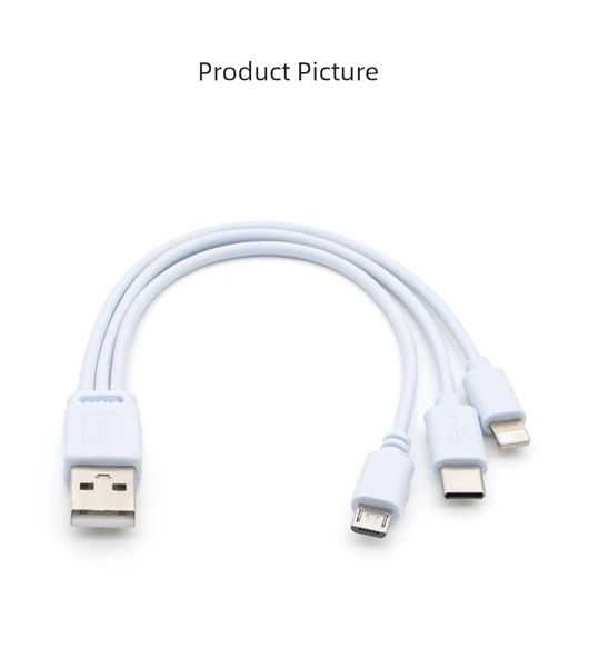 Çoklu Arayüz USB Type-C Mobil Telefon Şarj Kablosu - Mavi 30cm - 8
