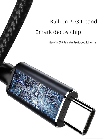 140W USB-C to DC5.5 2.1mm PD Hızlı Şarj Adaptör Kablosu - Siyah Düz Siyah Port - 6