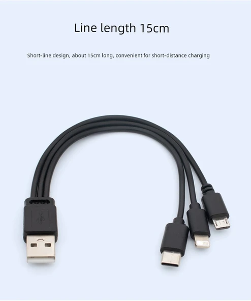 Çoklu Arayüz USB Type-C Mobil Telefon Şarj Kablosu - Üç Renk 30cm - 6