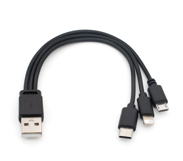 Çoklu Arayüz USB Type-C Mobil Telefon Şarj Kablosu - Mavi 30cm - 11