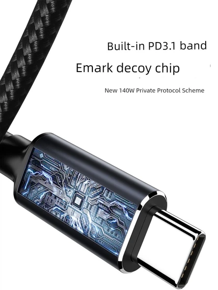 140W USB-C to DC5.5 2.1mm PD Hızlı Şarj Adaptör Kablosu - Siyah Düz Siyah Port - 3