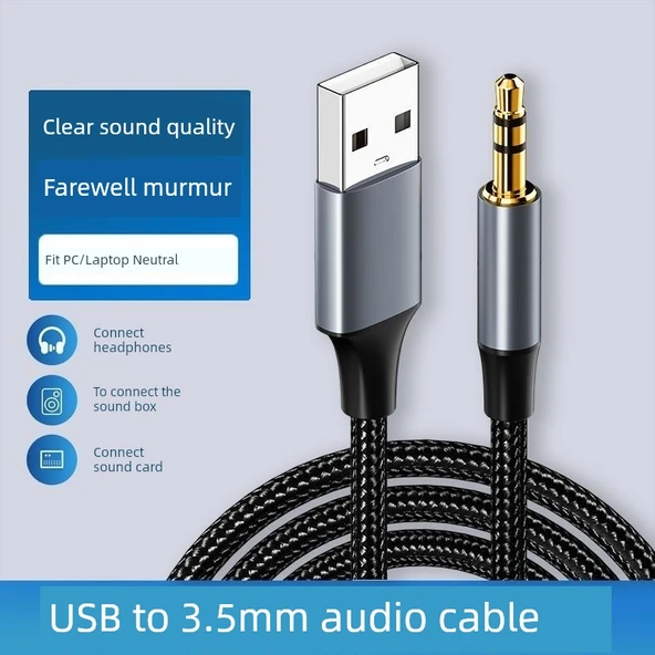 USB'den 3.5mm Ses Kablosu Adaptörü - 1m