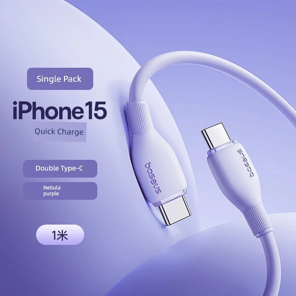 USB-C ile Type-C Şarj Kablosu - Nebula Mor 1m (Apple 16/15 Hızlı Şarj) - Pop-up Pencere (Model 1)