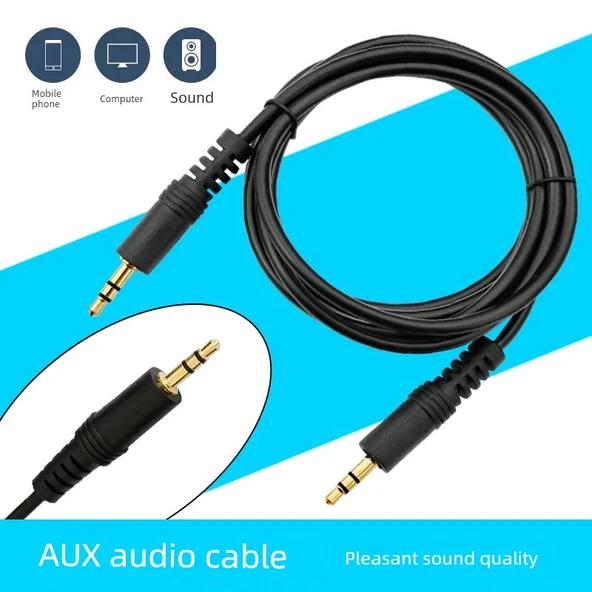 3.5mm Erkek-Erkek Araç Aux Ses Kablosu - Altın Kaplama - 1 m - 3