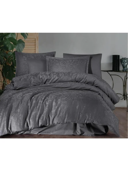 Clasy %100 Pamuk Saten Jakarlı Çift Kişilik Nevresim Takımı - 6