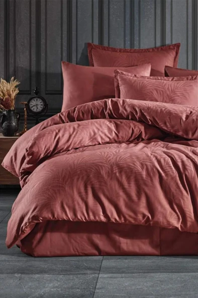 Clasy %100 Pamuk Saten Jakarlı Çift Kişilik Nevresim Takımı - 5