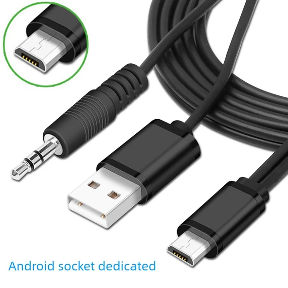 Android Mikro Arayüz Ses Kablosu - 0.5 m - Kalın Kablo