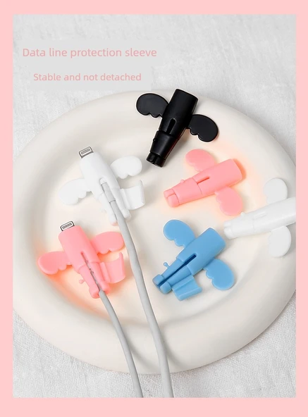 USB Kablo Koruyucu Kılıf - Beyaz 2 Takım Yumuşak Silikon - 8