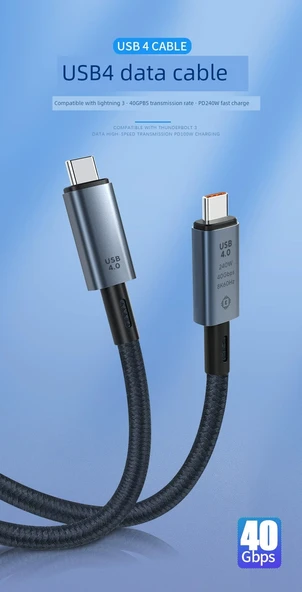 USB4 Veri Kablosu 40Gbps 1 Metre - 4