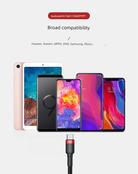 USB Type-C Veri Kablosu - 1m - Kırmızı Kasa + Kırmızı Şerit - 9