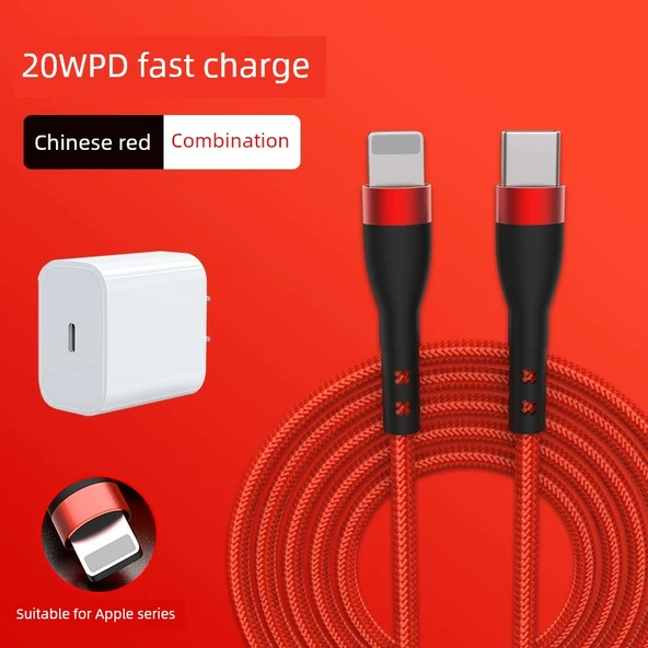 1.2m Kırmızı 20W/30W PD Hızlı Şarj USB Kablosu - Apple iPhone iPad