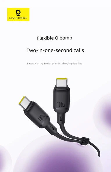 USB-C İki Yönlü Şarj Veri Kablosu - 1.5m - Xinghai Mavi - 100W Hızlı Şarj - 6