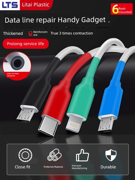 USB Kablo Koruma Kılıfı - Android/Type-C Sarı - 10cm x 6 - 2
