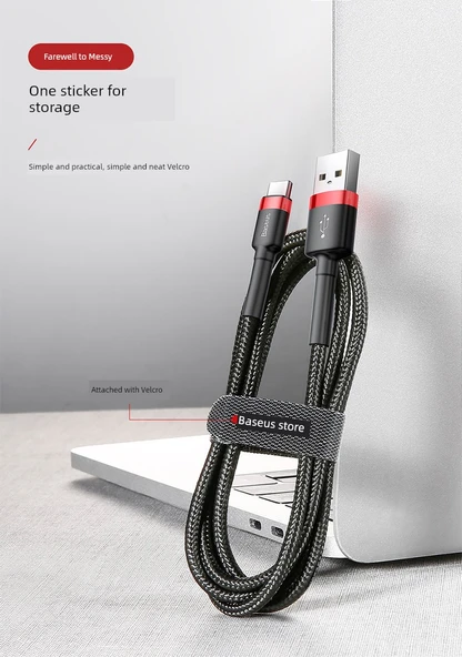 USB Type-C Veri Kablosu - 2m - Kırmızı Kasa + Kırmızı Şerit - 8