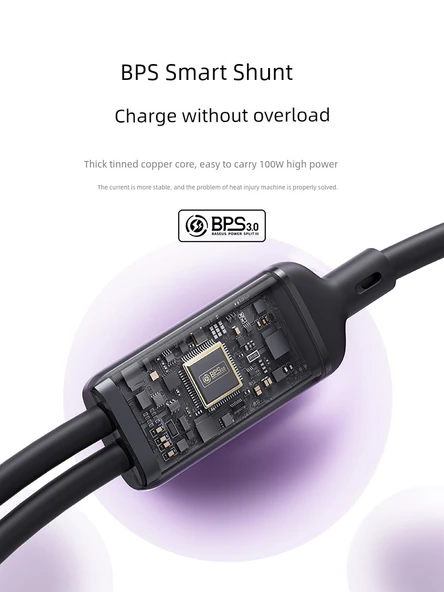 USB-C İki Yönlü Şarj Veri Kablosu - 1.5m - Xinghai Mavi - 100W Hızlı Şarj - 4