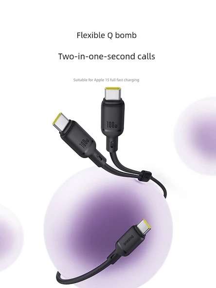USB-C İki Yönlü Şarj Veri Kablosu - 1.5m - Xinghai Mavi - 100W Hızlı Şarj - 2
