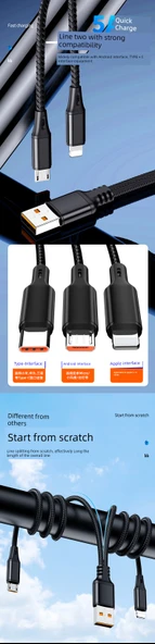Çift Uçlu USB Şarj Kablosu - 2m İki Apple Bağımsız Hat - 9