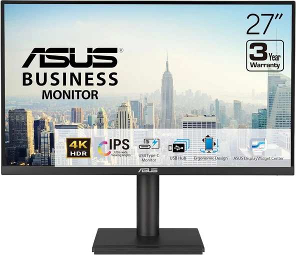 ASUS VA27UCPS Kurumsal Monitör – 27-inç, 4K UHD, IPS, HDR-10, USB-C, Hoparlör, Flicker Free