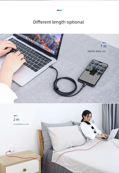 Hızlı Şarj USB Type-C Kablo - 1m Kırmızı - 11