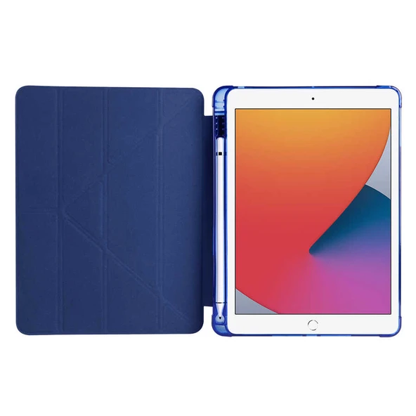 iPad 9.7 2017 (5.Nesil) Kılıf Tri Folding Kalem Bölmeli Standlı Kılıf - 3