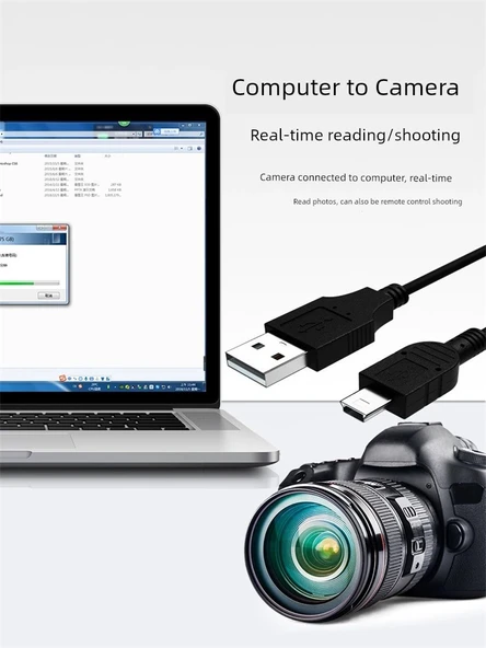 Mini USB Veri Kablosu - 0.25m - Siyah - 4