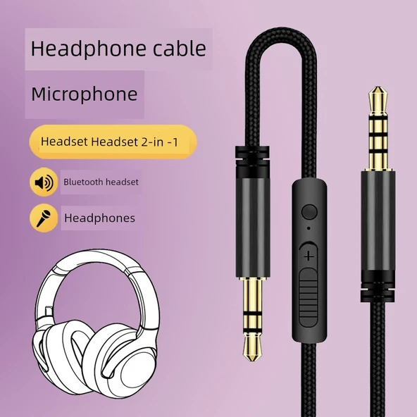 Kulaklık Mikrofonu Ses Kablosu - 3.5mm - 1.2m Mikrofonlu - 2