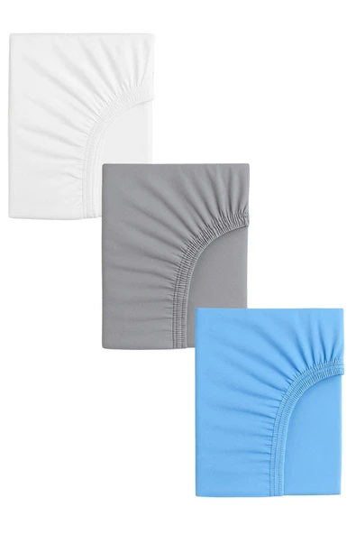 3 Adet 70 x 120 x 20 cm Anne Yanı Lastikli Penye Kumaş Bebek Çarşafı - 1