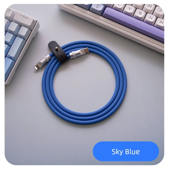 Hızlı Şarj Kablosu - 2m - Gökyüzü Mavisi - PD30W - Apple iPhone iPad
