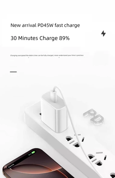30W Hızlı Şarj Başlığı ile 45W Çift USB-C Hızlı Şarj Kablosu 1.5m - 6