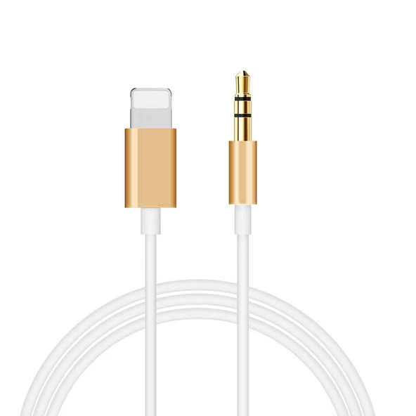 Araç AUX Apple Ses Kablosu - Altın - HD Ses Kalitesi Kayıpsız Dönüşüm