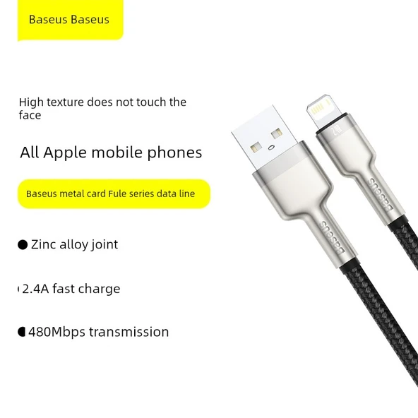 Hızlı Şarj Veri Kablosu - 0.25m - Siyah - USB to Lightning