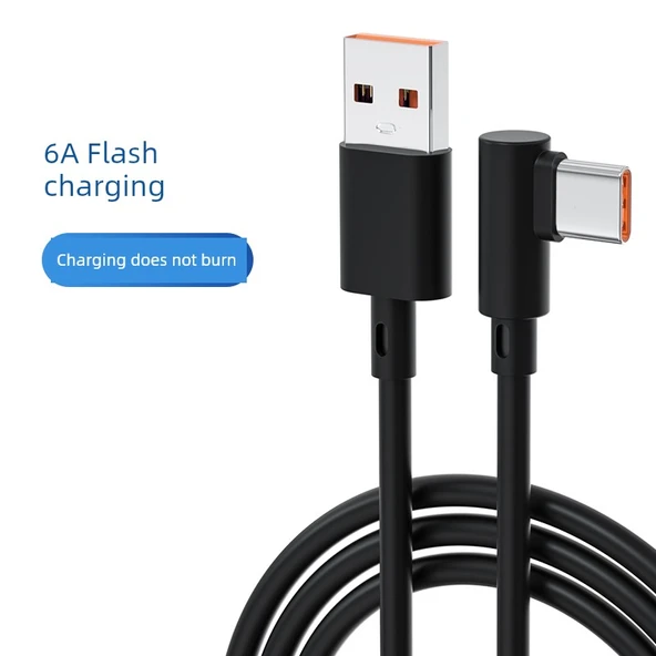 66W Süper Hızlı Şarj Type-C Kablo - 2m Siyah (Bir Alana Bir Bedava Gönder)