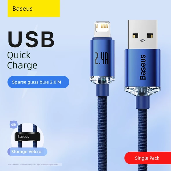 iPhone Lightning Kablo 2m Mavi USB Hızlı Şarj