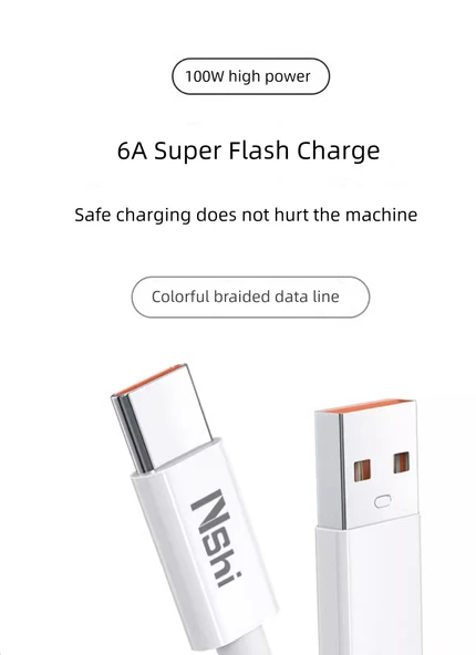 6A Süper Hızlı Şarj Type-C Veri Kablosu - 1.5m - Taze Yeşil - İki Paket - 9